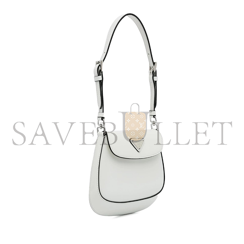 PRADA WHITE PRADA MINI SPAZZOLATO CLEO CROSSBODY BAG 1BH188 (17*14.5*3cm) 